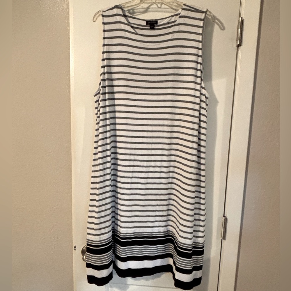 J. Jill Black and White Striped Midi Dress